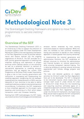 SCF and Options to Move from Programmatic to Sectoral Crediting: Methodological Note